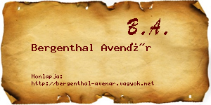 Bergenthal Avenár névjegykártya